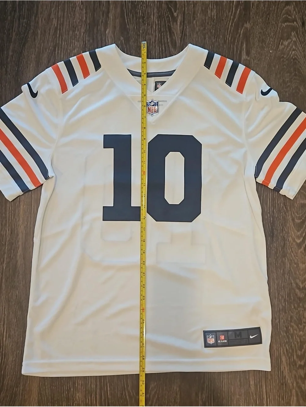 Nike White Football Jersey with Navy & Orange Accents - #10